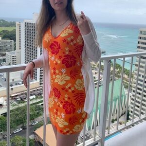 Tropical Orange Sleeveless Dress